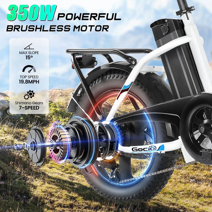 Electric Bike 3.0 Fat Tire Foldable Ebike, 48V 374.4Wh Battery, Peak 750W Electric Commuter City Bicycle Low-Step E Bike with LCD, 16" One-Piece Tire Folding Electric Bike for Women Men UL2849