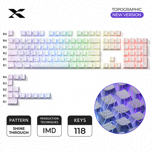 XVX Topographic New Version Pattern Shine-Through OEM Profile IMD-Tech Keycap Set