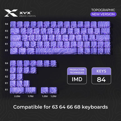 XVX Topographic New Version Pattern Shine-Through OEM Profile IMD-Tech Keycap Set