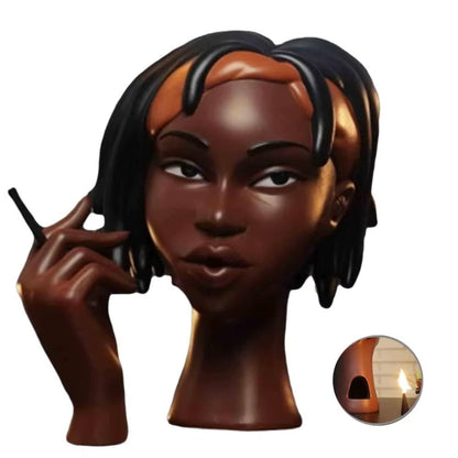 Black Headscents-Head Incense Burner Holder Handmade Body Art Incense Burner Ornaments Airflow Incense Burner for Meditation
