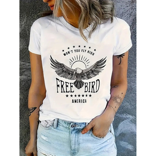 Woman Free Bird Shirt Eagle Graphic Tees