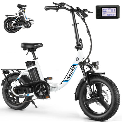 Electric Bike 3.0 Fat Tire Foldable Ebike, 48V 374.4Wh Battery, Peak 750W Electric Commuter City Bicycle Low-Step E Bike with LCD, 16" One-Piece Tire Folding Electric Bike for Women Men UL2849