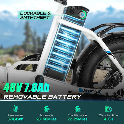 Electric Bike 3.0 Fat Tire Foldable Ebike, 48V 374.4Wh Battery, Peak 750W Electric Commuter City Bicycle Low-Step E Bike with LCD, 16" One-Piece Tire Folding Electric Bike for Women Men UL2849