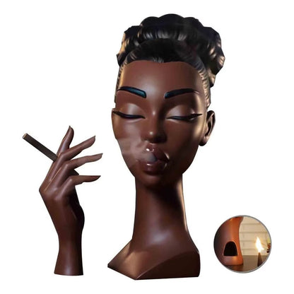 Black Headscents-Head Incense Burner Holder Handmade Body Art Incense Burner Ornaments Airflow Incense Burner for Meditation