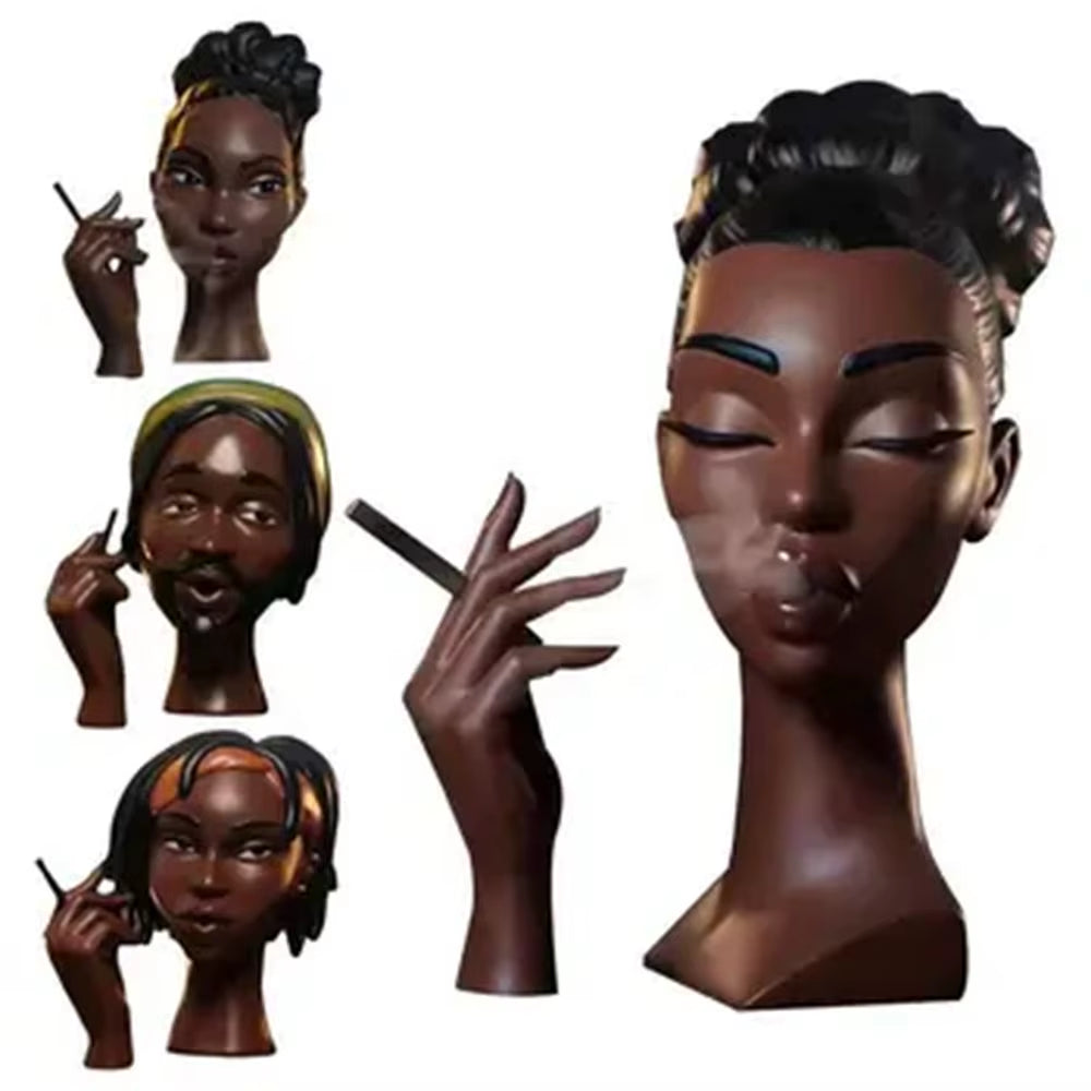 Black Headscents-Head Incense Burner Holder Handmade Body Art Incense Burner Ornaments Airflow Incense Burner for Meditation