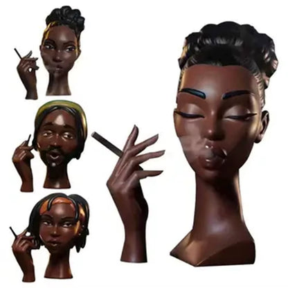 Black Headscents-Head Incense Burner Holder Handmade Body Art Incense Burner Ornaments Airflow Incense Burner for Meditation