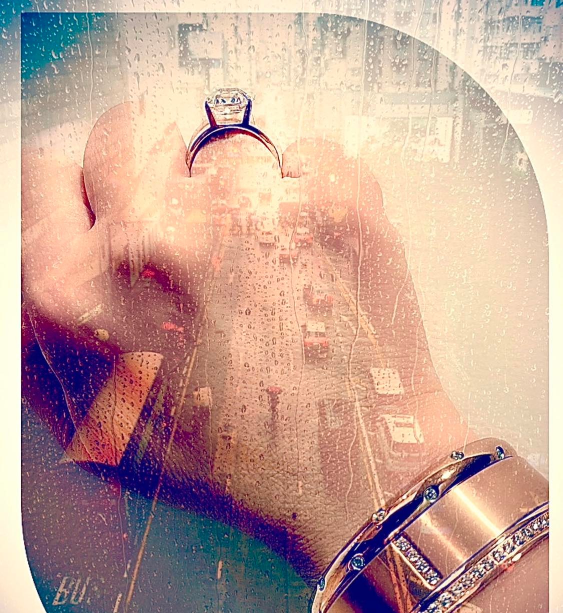BG223RG B.Tiff 4-Stone Matte Rose Gold Wide Bangle Bracelet