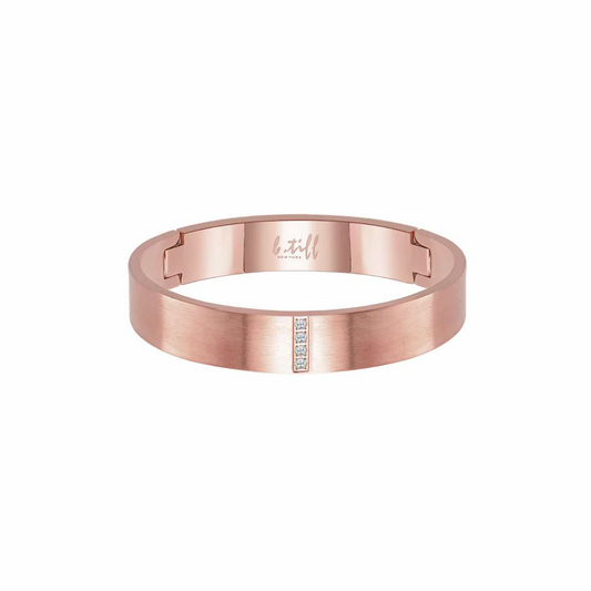 BG223RG B.Tiff 4-Stone Matte Rose Gold Wide Bangle Bracelet