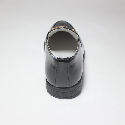 Boys Formal Shoes Black Patent Leather Slip On Round Toes