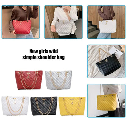 Classic Diamond Lattice Handbag | Fashion Women's Large Capacity Top-handle Bags & Pure Color Thin Chain Shoulder Crossbody Bag