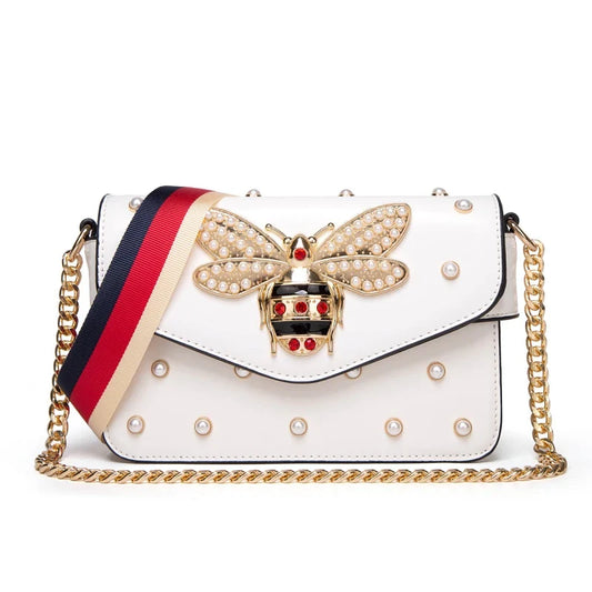 New Fashion Women's Bag Trend | Brand Pearl Bee Shoulder Bag & High Quality Temperament Ladies Crossbody Bag (Designer Luxury Handbag)