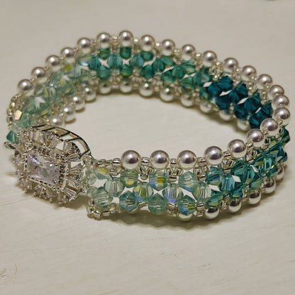 Handcrafted Crystal Floral Bracelet | Sparkling Statement Jewelry | Elegant Art-Inspired Accessory for Women (MAC348)