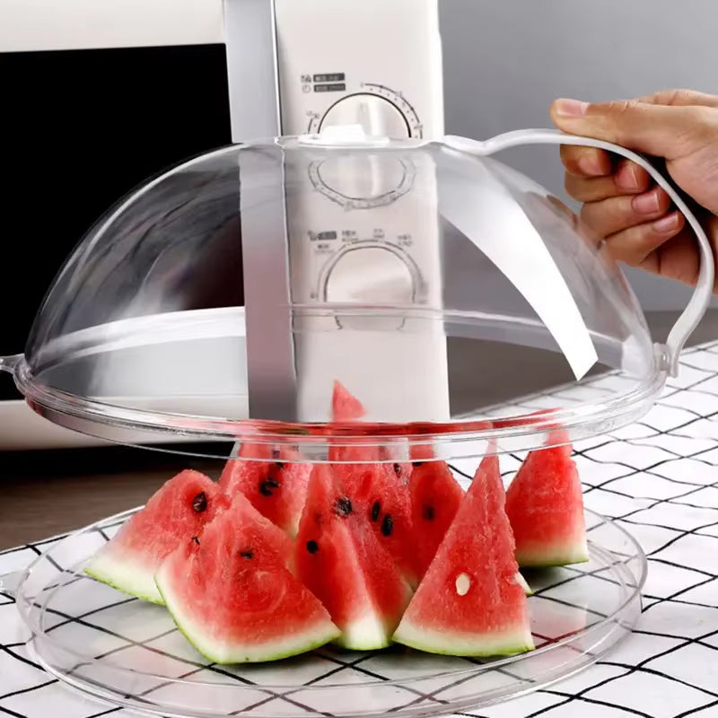 Microwave Food Splash Guard High Temperature Resistant Food Heating Cover with Steam Vent and Handle Transparent Plate Cover