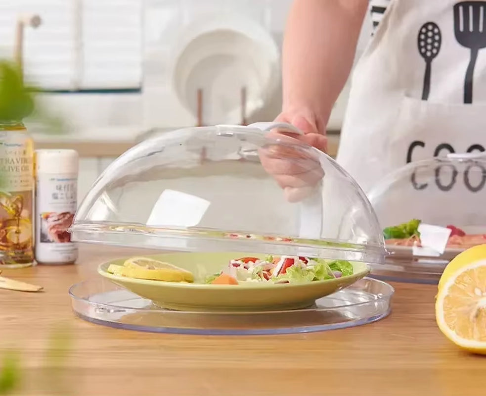 Microwave Food Splash Guard High Temperature Resistant Food Heating Cover with Steam Vent and Handle Transparent Plate Cover